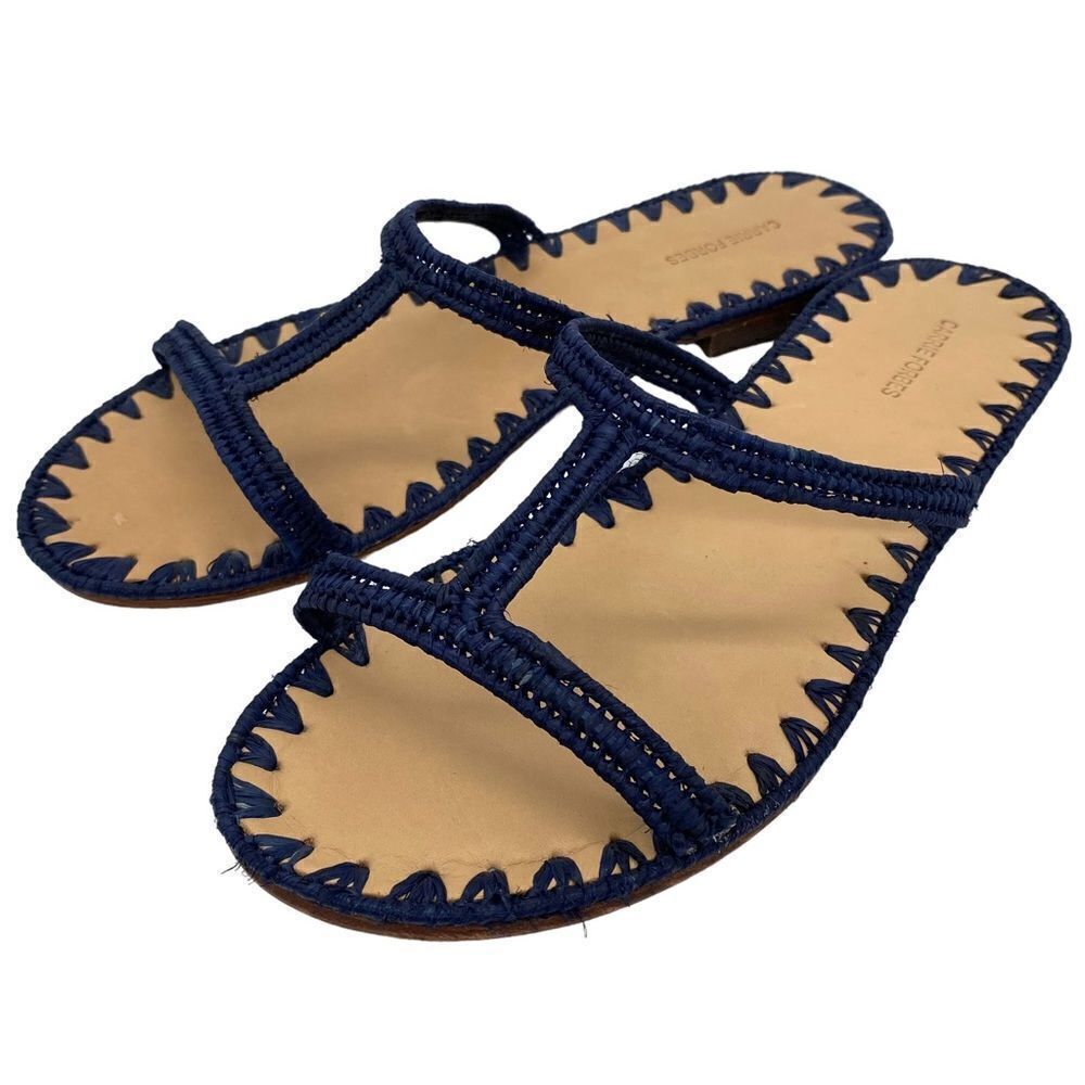 Carrie Forbes Iris Woven Raffia Slide Sandals - Picture 11 of 12